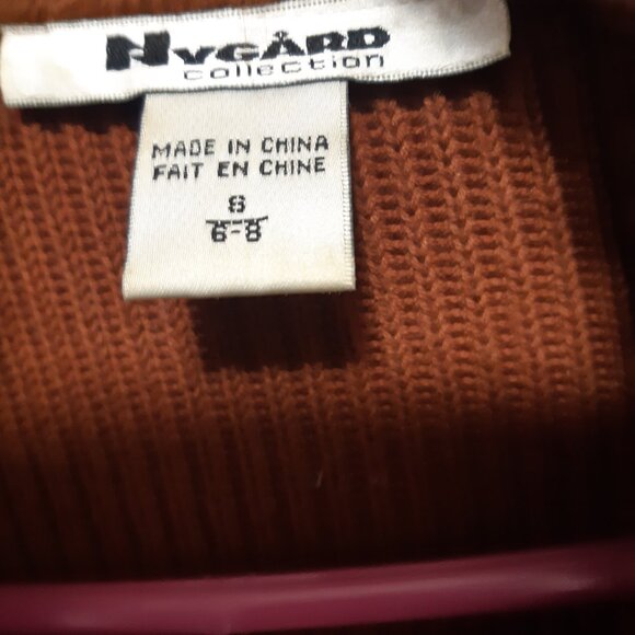 Nygard Rust suede front sweater with Rabbit Fur collar Size 8 - Picture 4 of 8